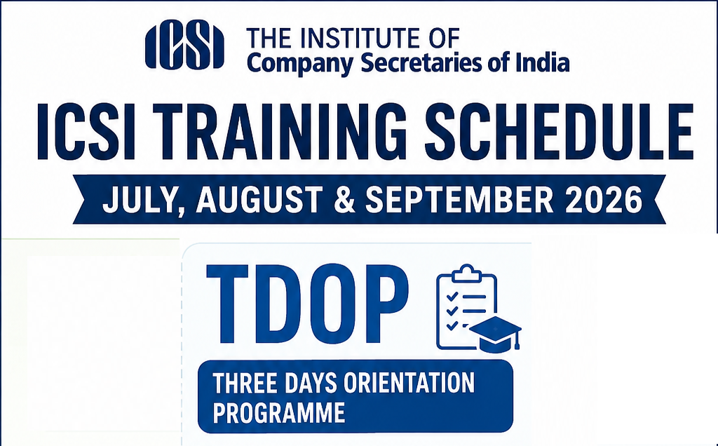 ICSI SIP Schedule July August September 2026